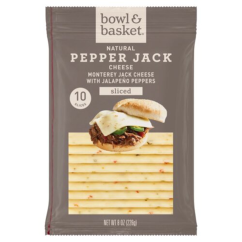 Bowl & Basket Sliced Natural Monterey Jack Cheese with Jalapeño Peppers, 10 count, 8 oz