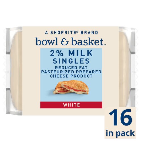 Bowl & Basket 2% Milk Singles White Cheese, 3/4 oz, 16 count