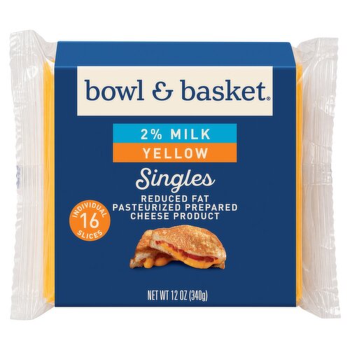 Bowl & Basket Reduced Fat 2% Milk Yellow Singles Cheese, 16 count, 12 oz
