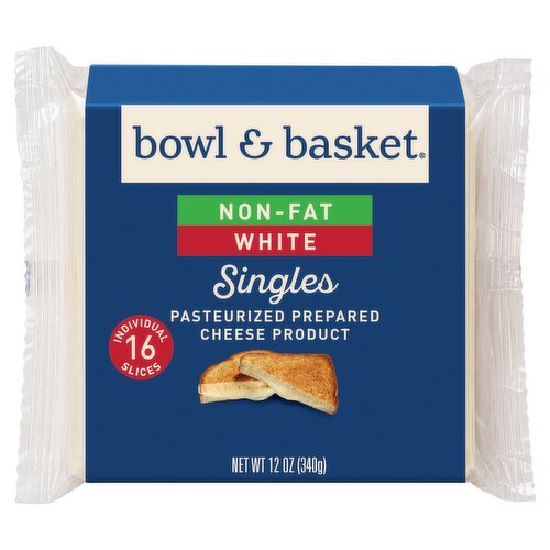 Bowl & Basket Non-Fat White Singles Cheese, 16 count, 12 oz