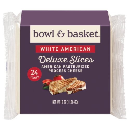 Bowl & Basket Deluxe White American Slices Cheese, 24 count, 16 oz