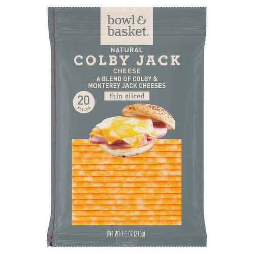 Bowl & Basket Thin Sliced Colby Jack Natural Cheese, 20 count, 7.6 oz