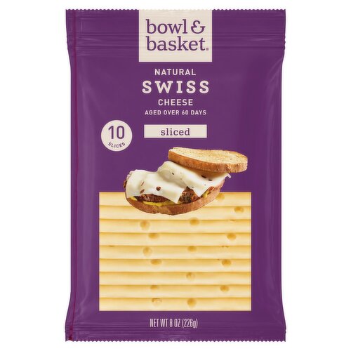 Bowl & Basket Sliced Swiss Natural Cheese, 10 count, 8 oz