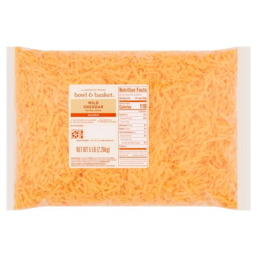 Bowl & Basket Shredded Mild Cheddar Natural Cheese, 5 lb