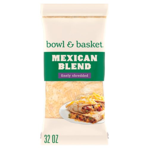 Bowl & Basket Finely Shredded Mexican Blend Cheese, 32 oz