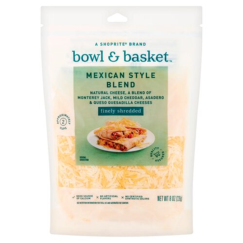 Bowl & Basket Finely Shredded Mexican Style Blend Cheese, 8 oz