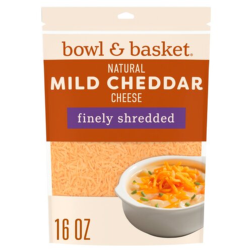 Bowl & Basket Finely Shredded Mild Cheddar Natural Cheese, 16 oz