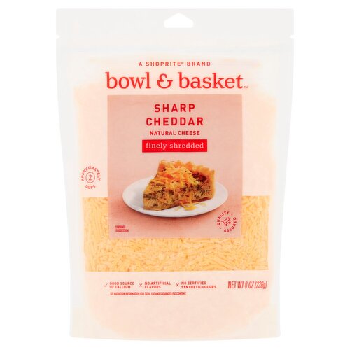 Bowl & Basket Finely Shredded Sharp Cheddar Natural Cheese, 8 oz