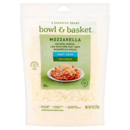 Bowl & Basket Part-Skim Shredded Mozzarella Cheese, 8 oz