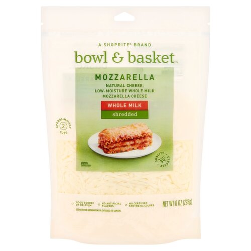 Bowl & Basket Whole Milk Shredded Mozzarella Cheese, 8 oz