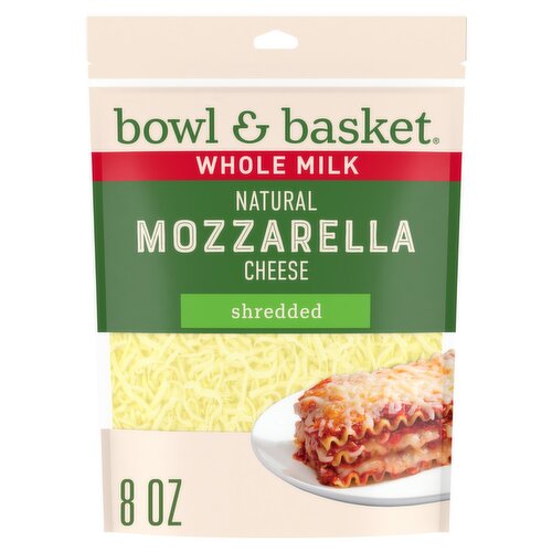 Bowl & Basket Whole Milk Shredded Mozzarella Natural Cheese, 8 oz