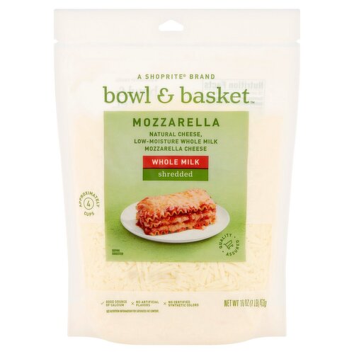 Bowl & Basket Shredded Whole Milk Mozzarella Cheese, 16 oz