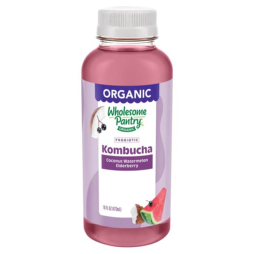 Wholesome Pantry Organic Coconut Watermelon Elderberry Probiotic Kombucha, 16 fl oz