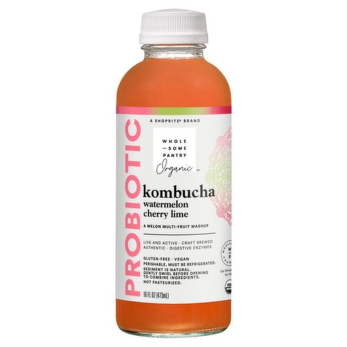 Wholesome Pantry Organic Watermelon Cherry Lime Probiotic Kombucha, 16 fl oz
