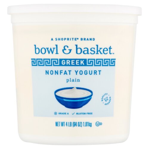 Bowl & Basket Plain Greek Nonfat Yogurt, 4 lb