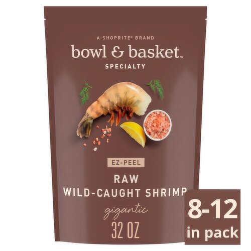 Bowl & Basket Specialty EZ-Peel Raw Wild-Caught Shrimp, Gigantic, 8-12 shrimp per bag, 32 oz