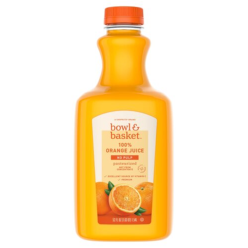 Bowl & Basket No Pulp 100% Orange Juice, 52 fl oz