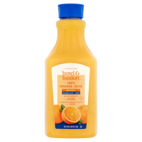 Bowl & Basket No Pulp 100% Orange Juice with Calcium, 52 fl oz