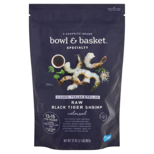 Bowl & Basket Specialty Colossal Raw Black Tiger Shrimp, 32 oz