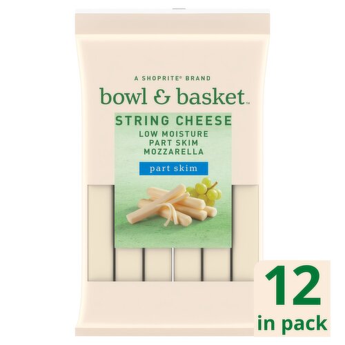 Bowl & Basket Low Moisture Part Skim Mozzarella String Cheese, 12 count, 12 oz