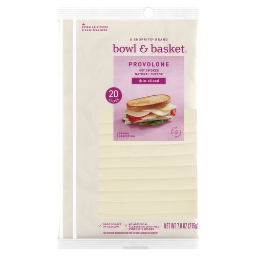 Bowl & Basket Thin Sliced Provolone Natural Cheese, 7.6 oz