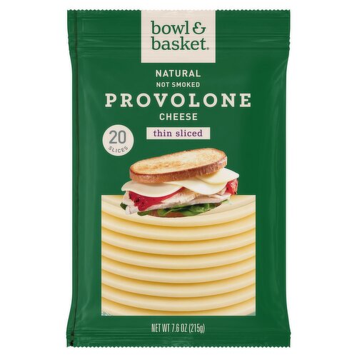 Bowl & Basket Thin Sliced Not Smoked Provolone Natural Cheese, 20 count, 7.6 oz