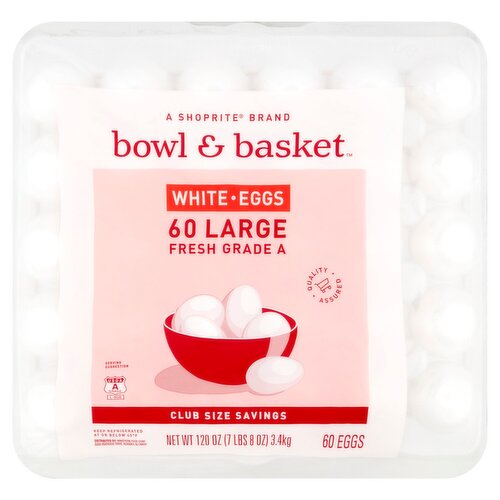 Bowl & Basket White Eggs, Large, 60 count, 120 oz