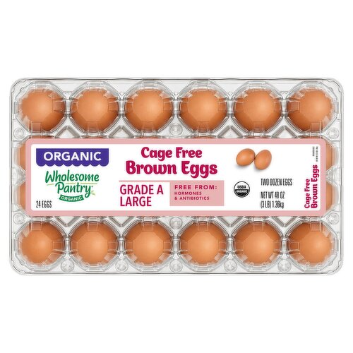 Wholesome Pantry Organic Large Cage Free Brown Eggs, 24 count, 48 oz