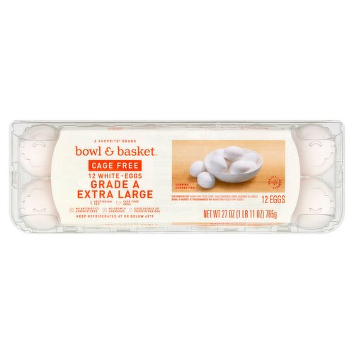  Bowl & Basket Cage Free White Eggs, Extra Large, 12 count, 27 oz