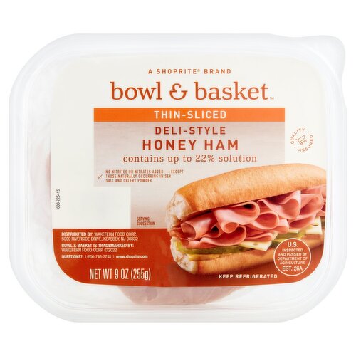 Bowl & Basket Thin-Sliced Deli-Style Honey Ham, 9 oz