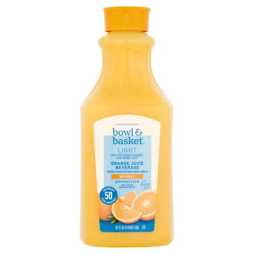 Bowl & Basket No Pulp Light Orange Juice Beverage, 52 fl oz