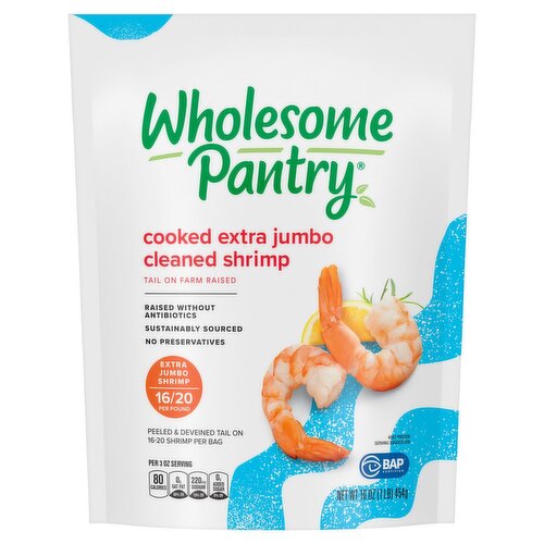 Wholesome Pantry Cooked Extra Jumbo Cleaned Shrimp, 16 oz