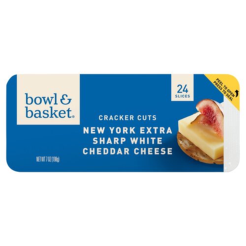 Bowl & Basket Cracker Cuts New York Extra Sharp White Cheddar Cheese, 24 count, 7 oz