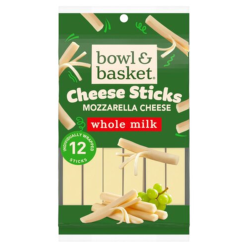 Bowl & Basket Whole Milk Low Moisture Mozzarella String Cheese, 12 count, 10 oz
