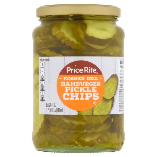 Price Rite Kosher Dill Hamburger Pickle Chips, 24 fl oz