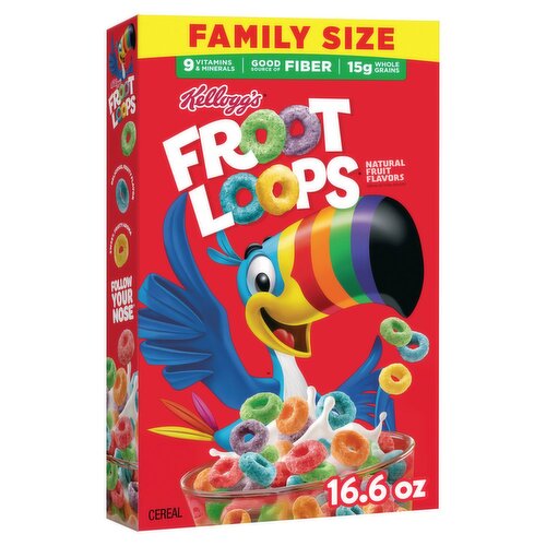 Kellogg's Froot Loops Sweetened Multigrain Cereal Family Size, 16.6 oz
