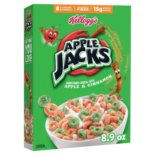 Kellogg's Apple Jacks Sweetened Cereal with Apple & Cinnamon, 8.9 oz