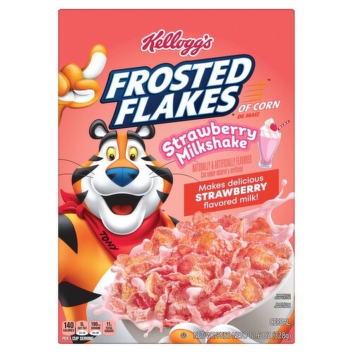 Kellogg's Frosted Flakes of Corn Strawberry Milkshake Cereal, 11.6 oz