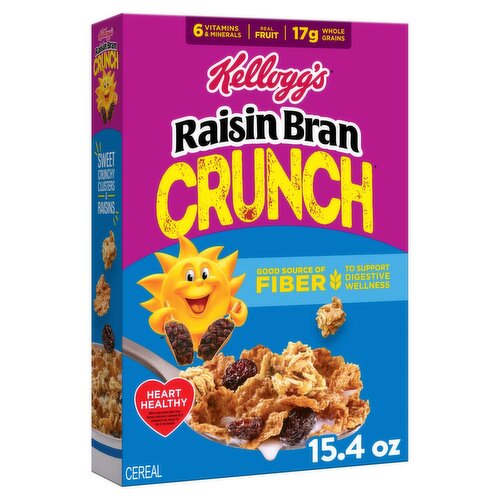 Kellogg's Raisin Bran Crunch Crunch Breakfast Cereal, Good Source of Fiber, 15.4 oz Box