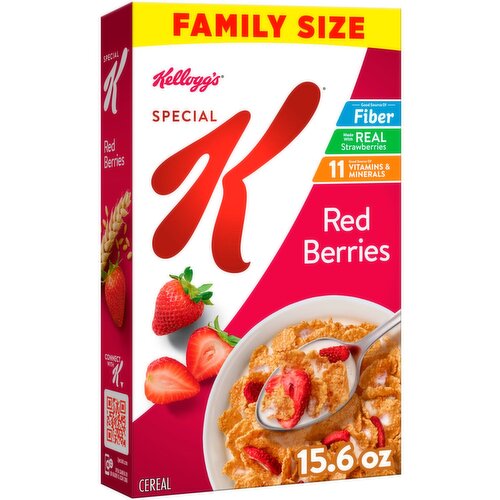 Kellogg's Special K Red Berries Breakfast Cereal, Good Source of Fiber, 15.6  oz Box