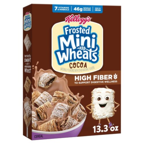 Kellogg's Frosted Mini-Wheats Cocoa Breakfast Cereal, High Fiber, 13.3  oz Box