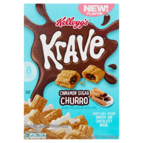 Kellogg's Krave Cinnamon Sugar Churro Cereal with Chocolate Flavored Center, 11.1 oz