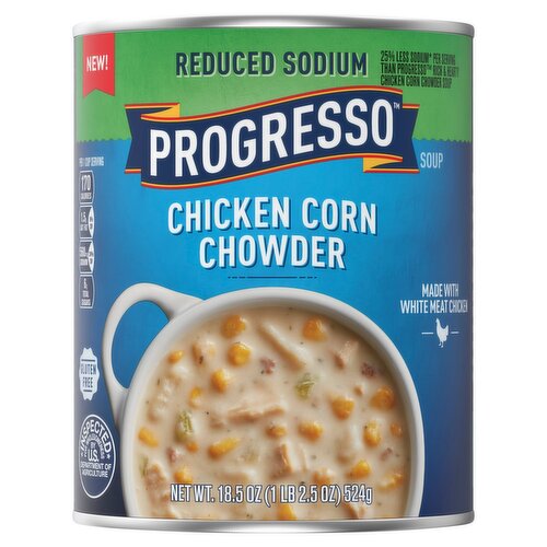 Progresso Reduced Sodium Chicken Corn Chowder Soup, 18.5 oz