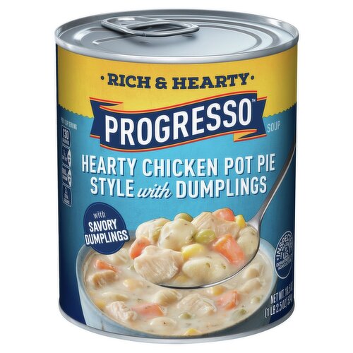 Progresso Rich & Heaty Chicken Pot Pie Style with Dumplings Soup, 18.5 oz