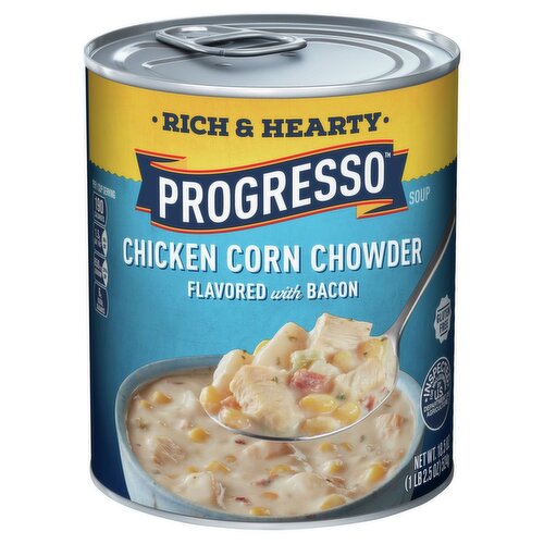 Progresso Rich & Hearty Chicken Corn Chowder Flavored with Bacon Soup, 18.5 oz