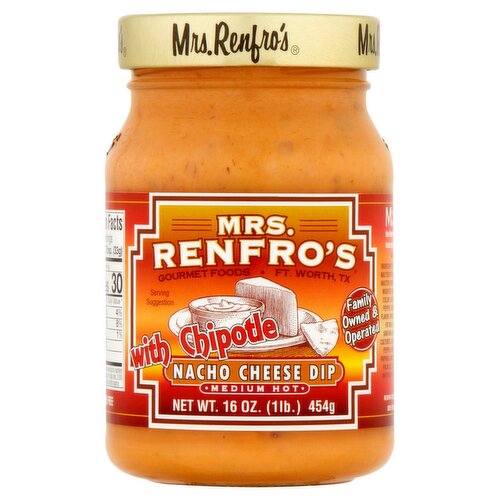 Mrs. Renfro's Medium Hot Nacho Cheese Dip with Chipotle, 16 oz