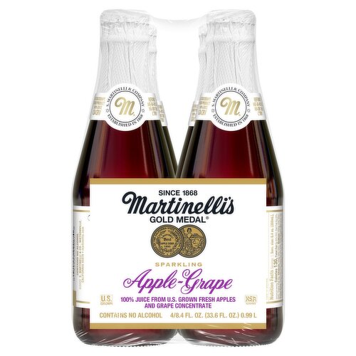 Martinelli's Gold Medal Sparkling Apple-Grape Juice, 8.4 fl oz, 4 count