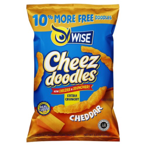 Wise Cheez Doodles Cheddar Cheese Flavored Corn Snacks, 8.5 oz