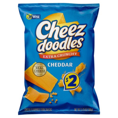 Wise Cheez Doodles Extra Crunchy Cheddar Cheese Flavored Corn Snacks, 3.75 oz