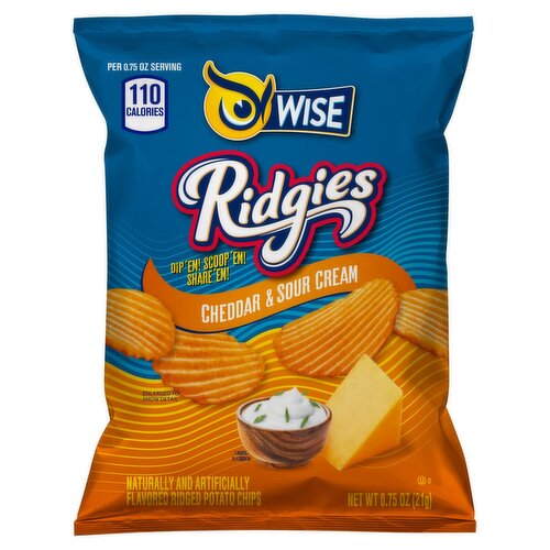 Wise Ridgies Cheddar & Sour Cream Ridged Potato Chips, 0.75 oz